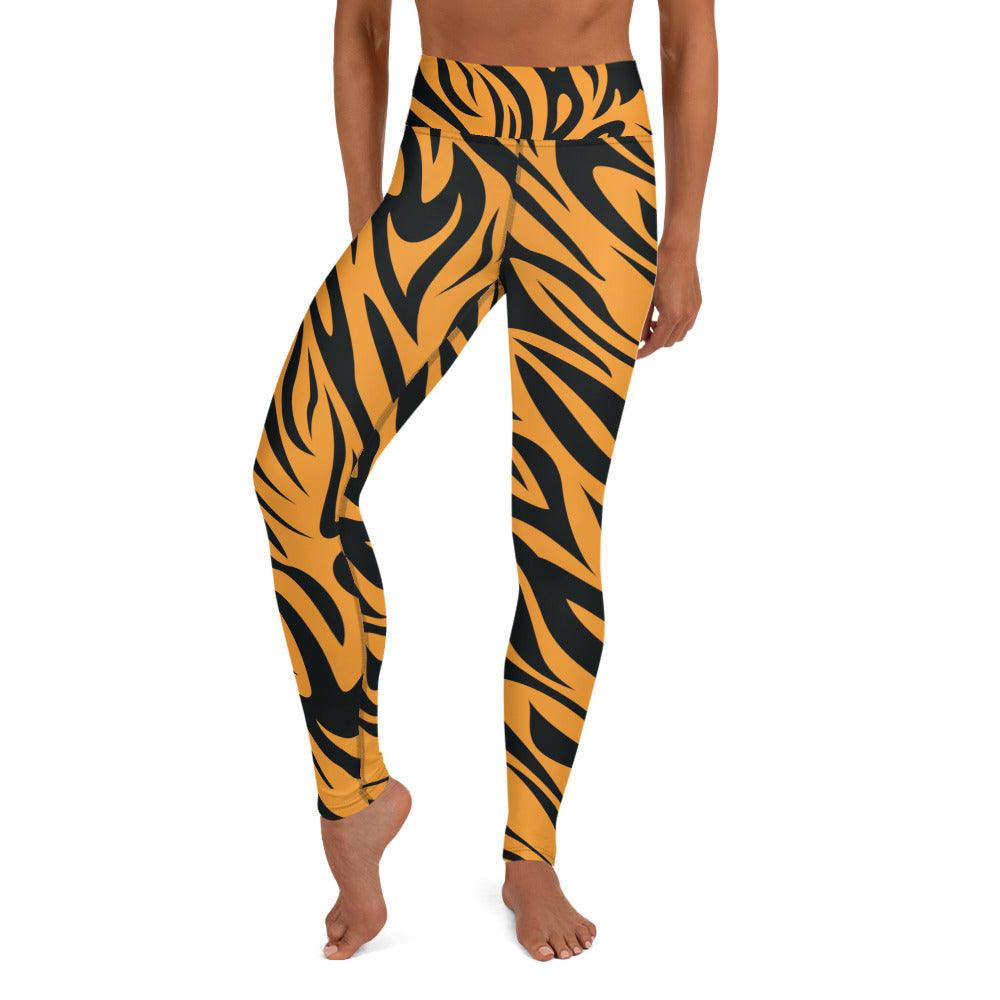 Fierce Orange Tiger Yoga Leggings - Funfitti Apparel