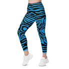 Gentle Blue Zebra Leggings with pockets - Funfitti Apparel