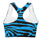 Gentle Blue Zebra Longline sports bra - Funfitti Apparel