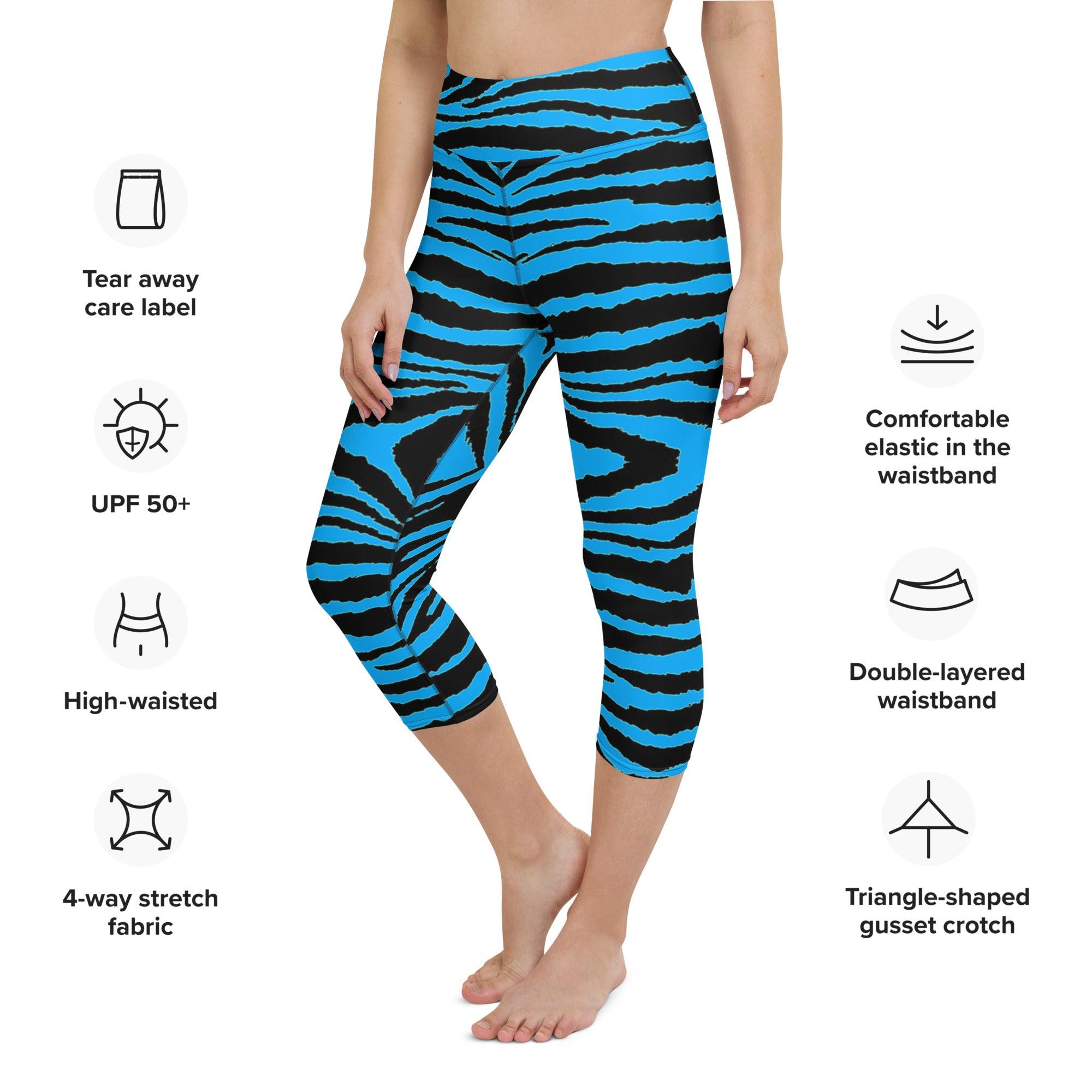 Gentle Blue Zebra Yoga Capri Leggings - Funfitti Apparel