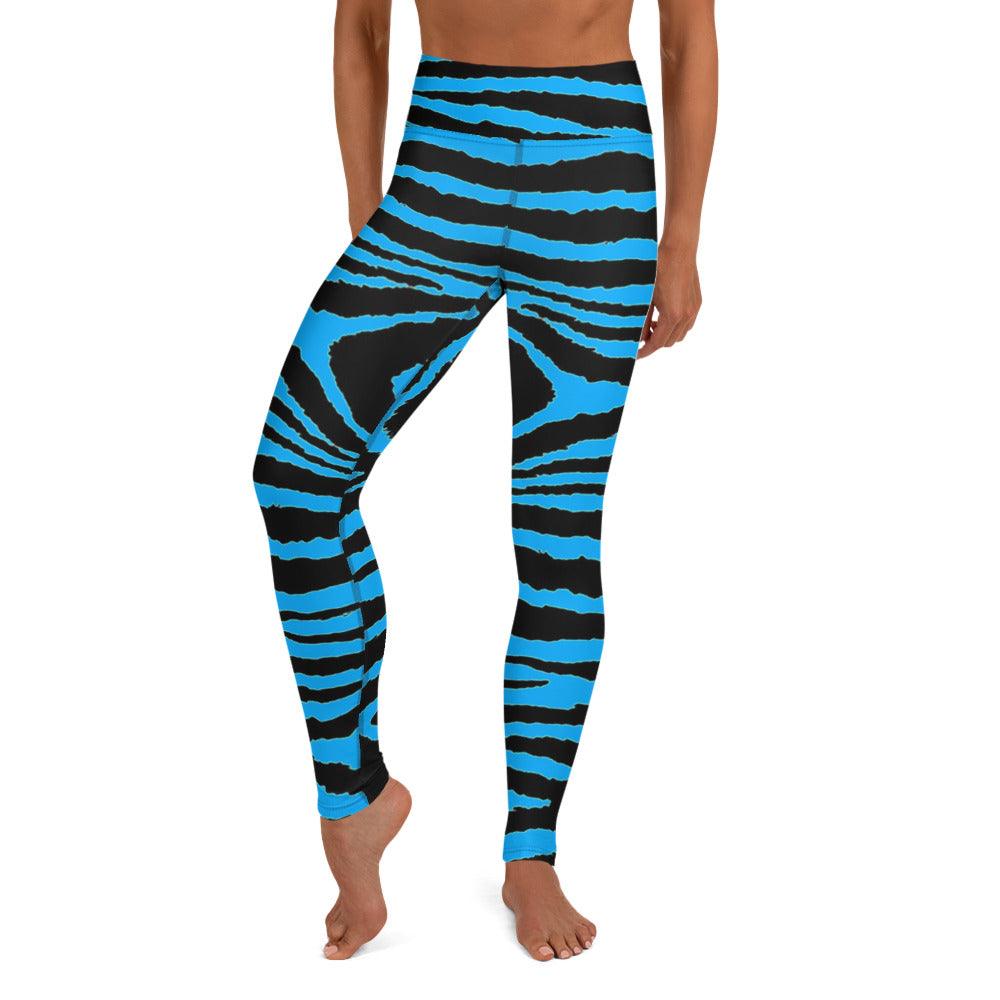 Gentle Blue Zebra Yoga Leggings - Funfitti Apparel