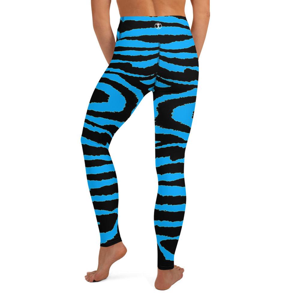 Gentle Blue Zebra Yoga Leggings - Funfitti Apparel