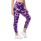 Gliding Purple Giraffe Leggings with pockets - Funfitti Apparel