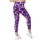 Gliding Purple Giraffe Leggings with pockets - Funfitti Apparel