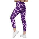 Gliding Purple Giraffe Leggings with pockets - Funfitti Apparel