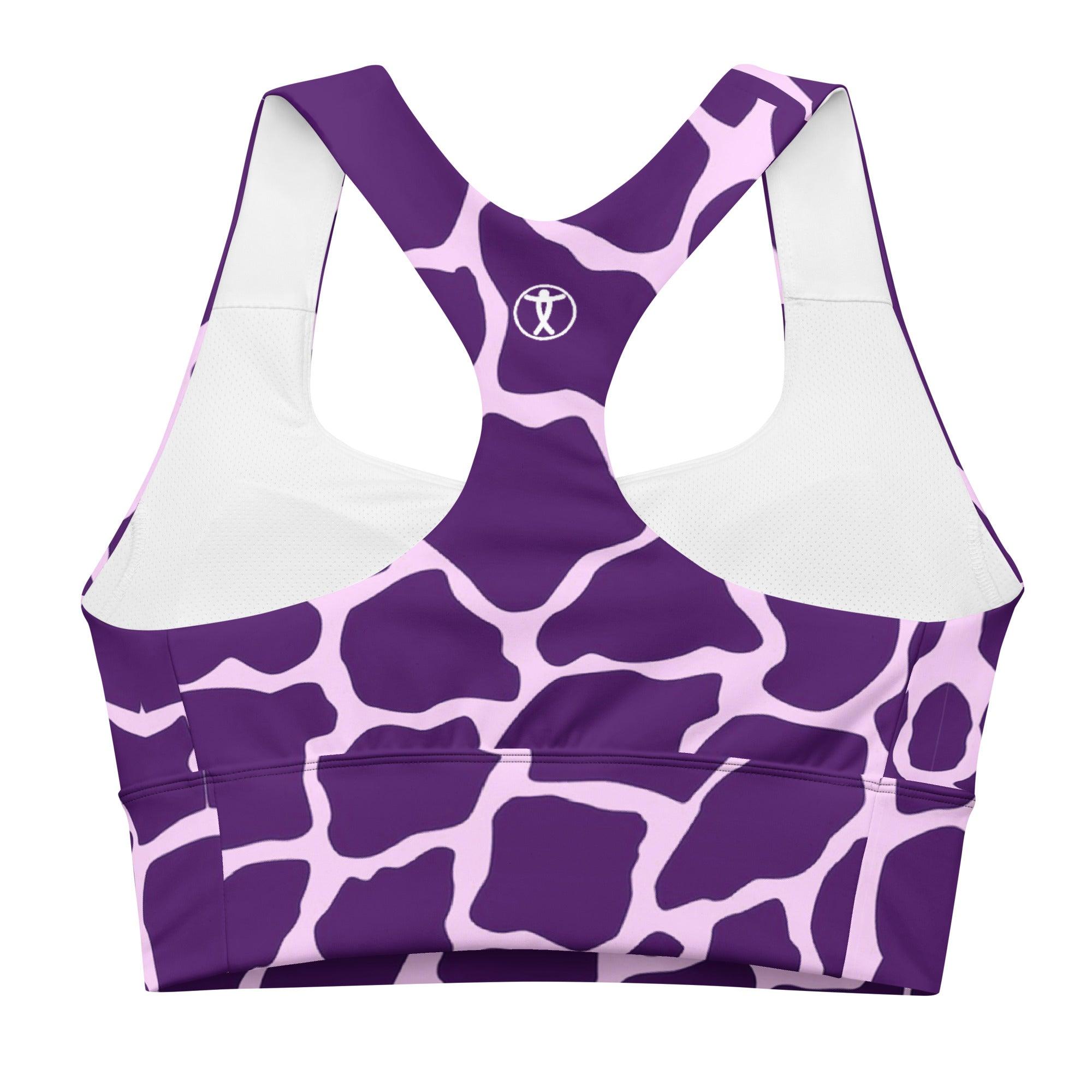 Gliding Purple Giraffe Longline sports bra - Funfitti Apparel