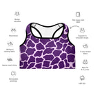 Gliding Purple Giraffe Padded Sports Bra - Funfitti Apparel