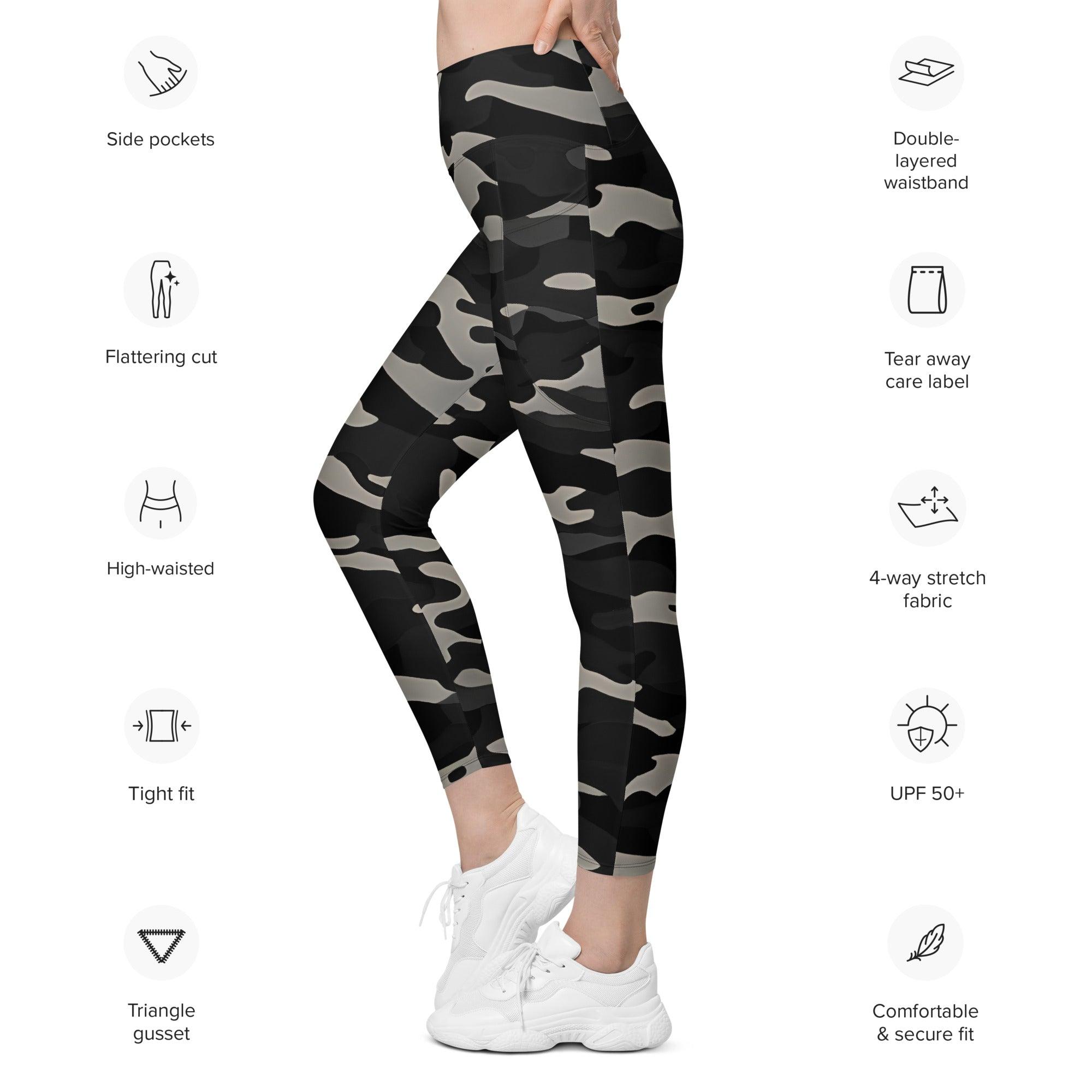 Gray Camo Leggings with pockets - Funfitti Apparel