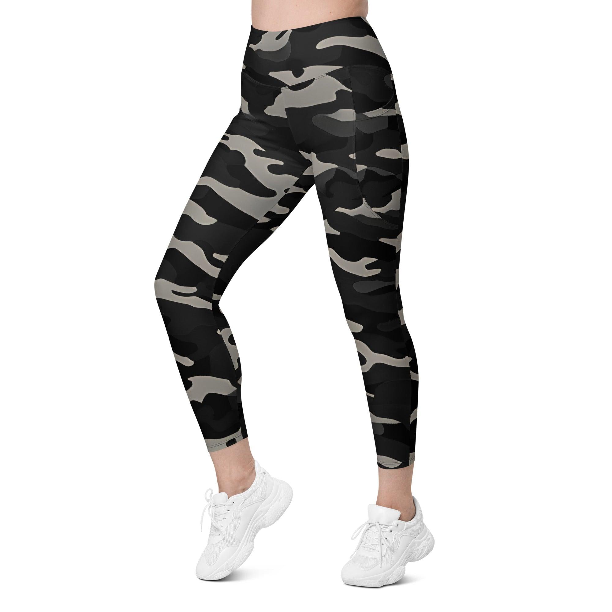 Gray Camo Leggings with pockets - Funfitti Apparel