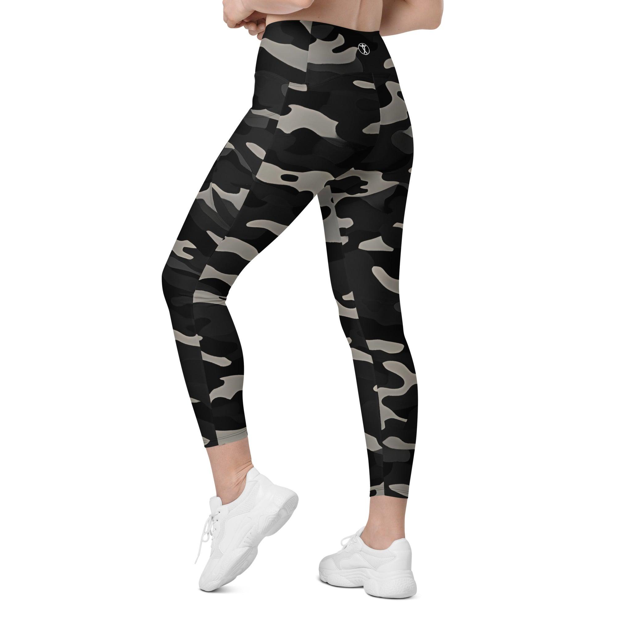 Gray Camo Leggings with pockets - Funfitti Apparel