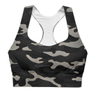 Gray Camo Longline sports bra - Funfitti Apparel