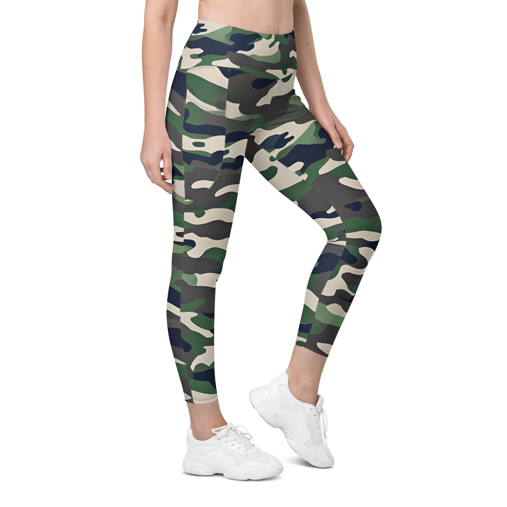 Green Camo Leggings with pockets - Funfitti Apparel