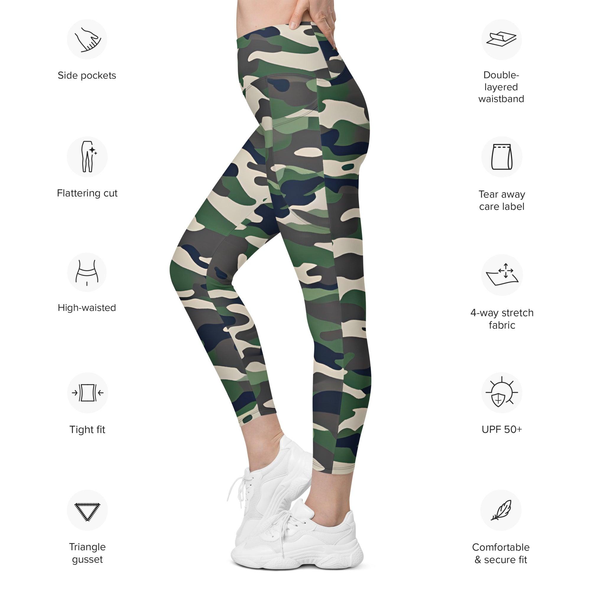 Green Camo Leggings with pockets - Funfitti Apparel