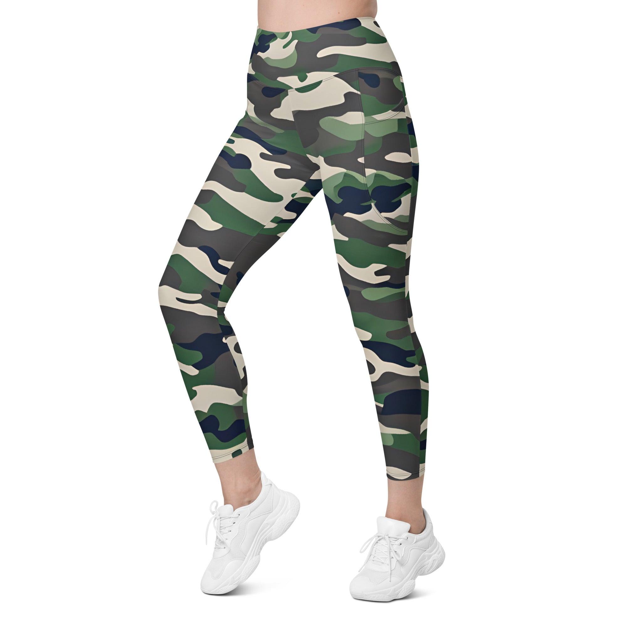 Green Camo Leggings with pockets - Funfitti Apparel