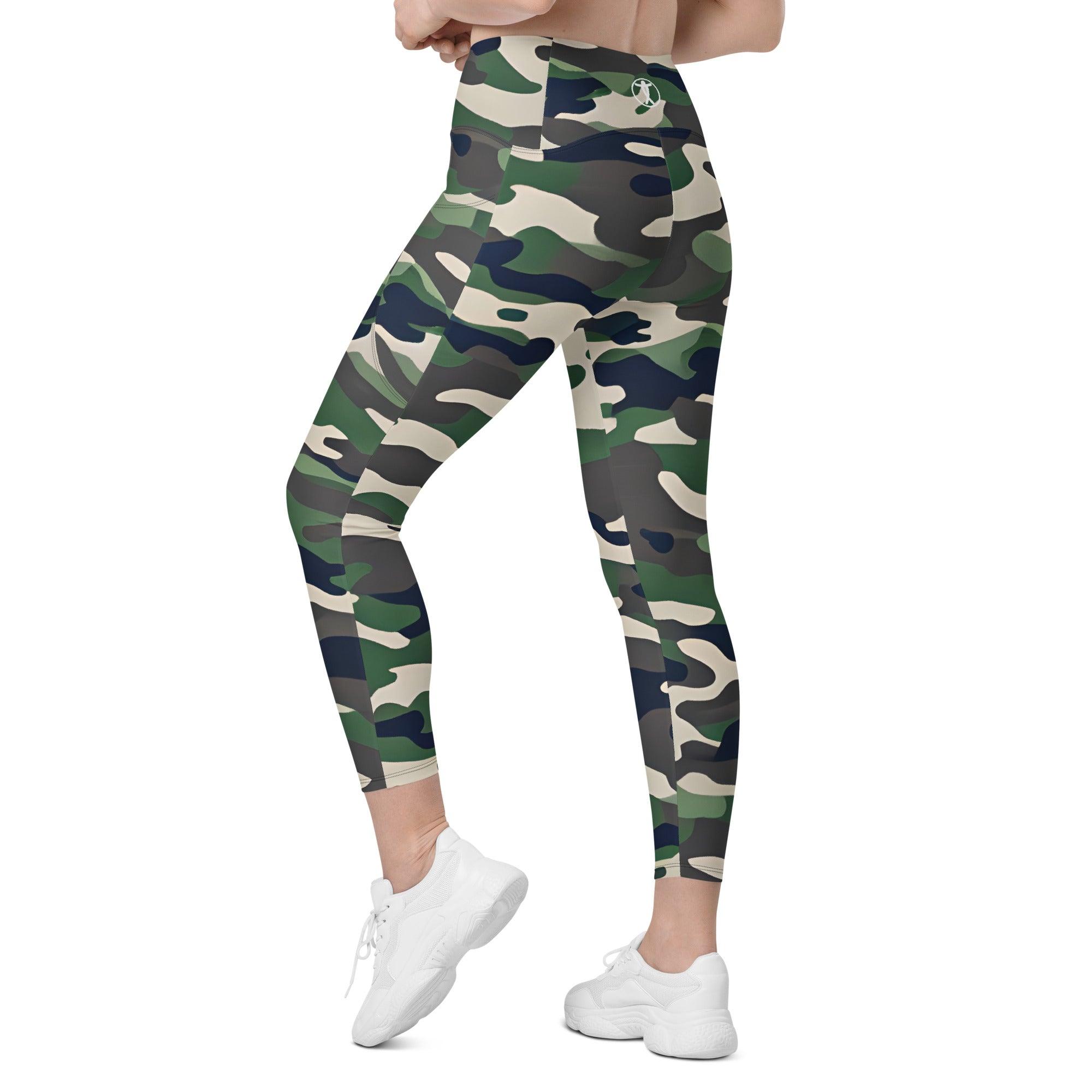 Green Camo Leggings with pockets - Funfitti Apparel