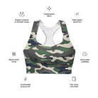 Green Camo Longline sports bra - Funfitti Apparel