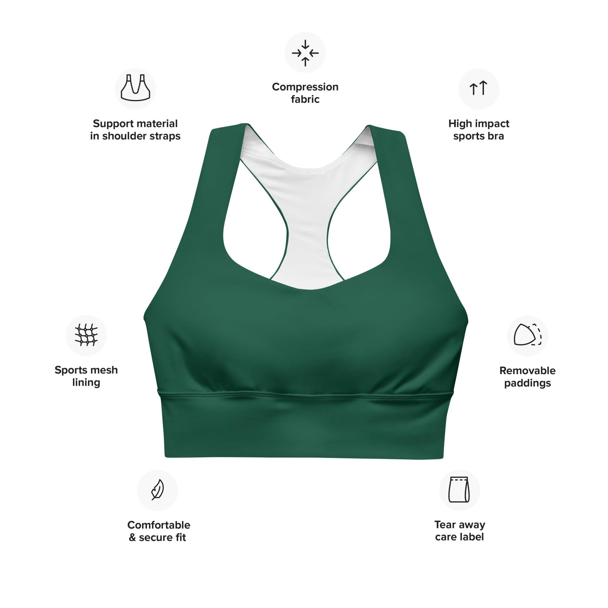 Green Envy Longline sports bra - Funfitti Apparel