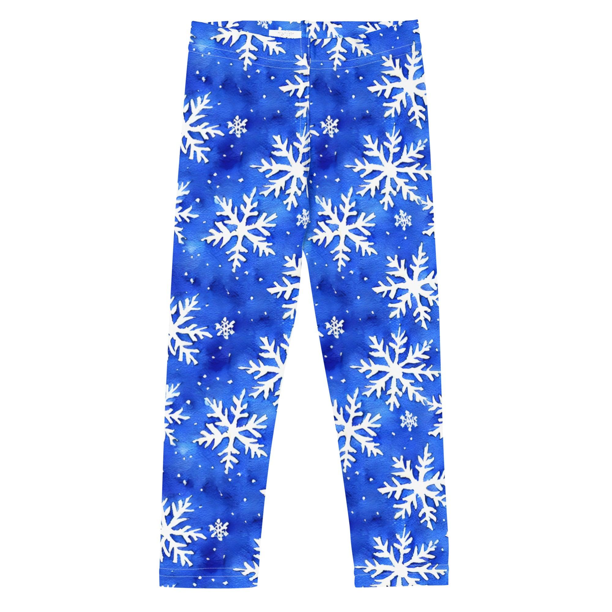 Kid's Blue Snowflakes Leggings - Funfitti Apparel