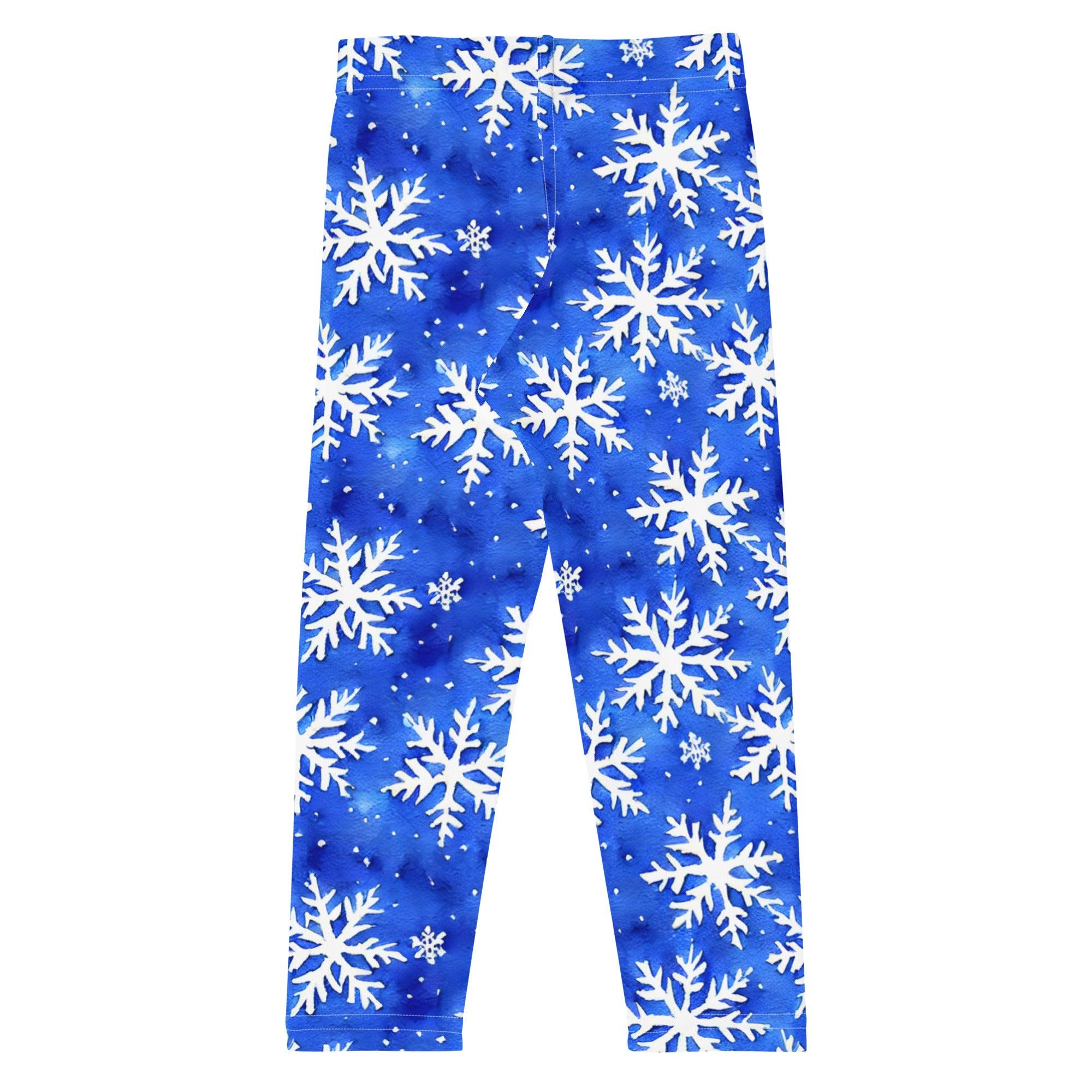 Kid's Blue Snowflakes Leggings - Funfitti Apparel