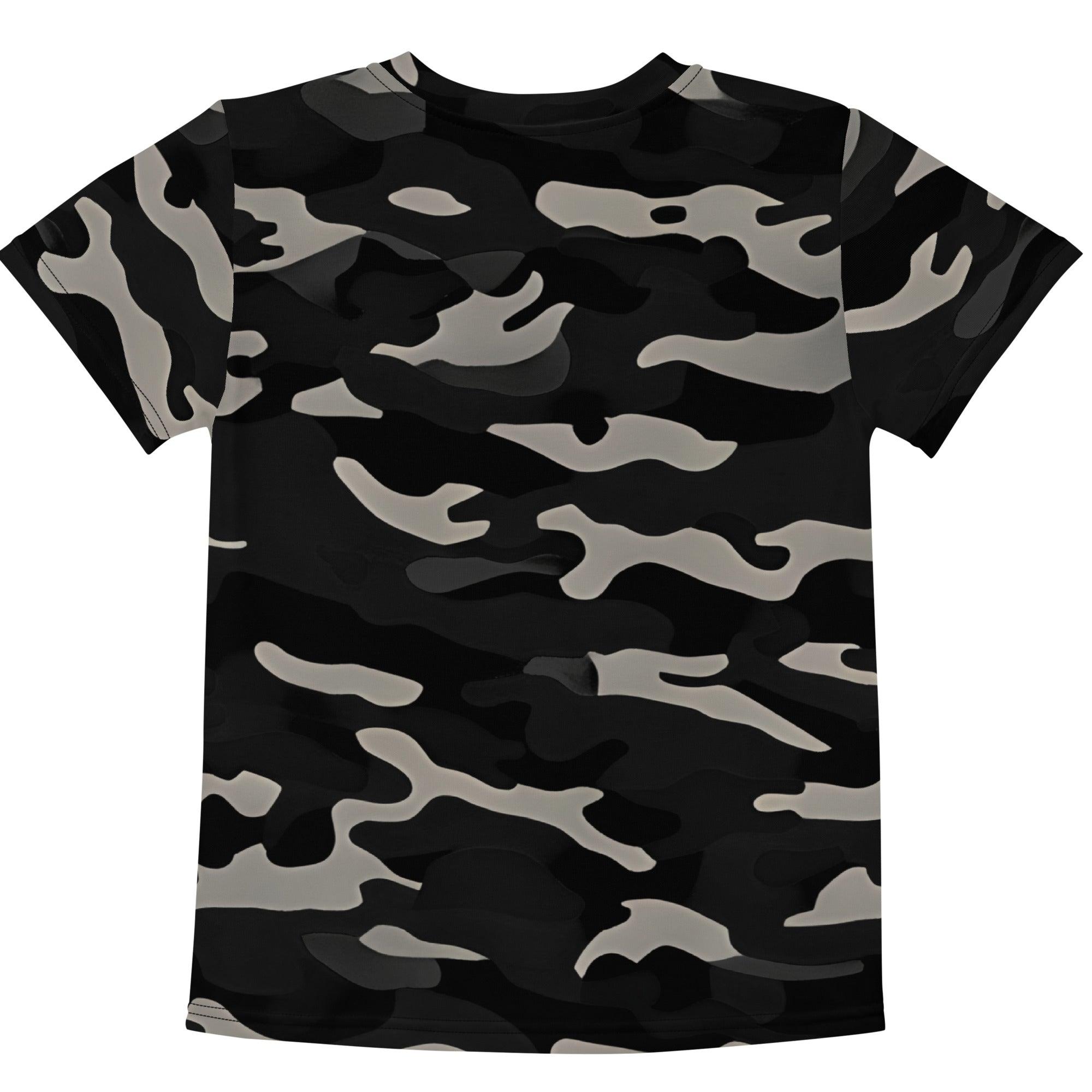 kids black and gray camo shirt