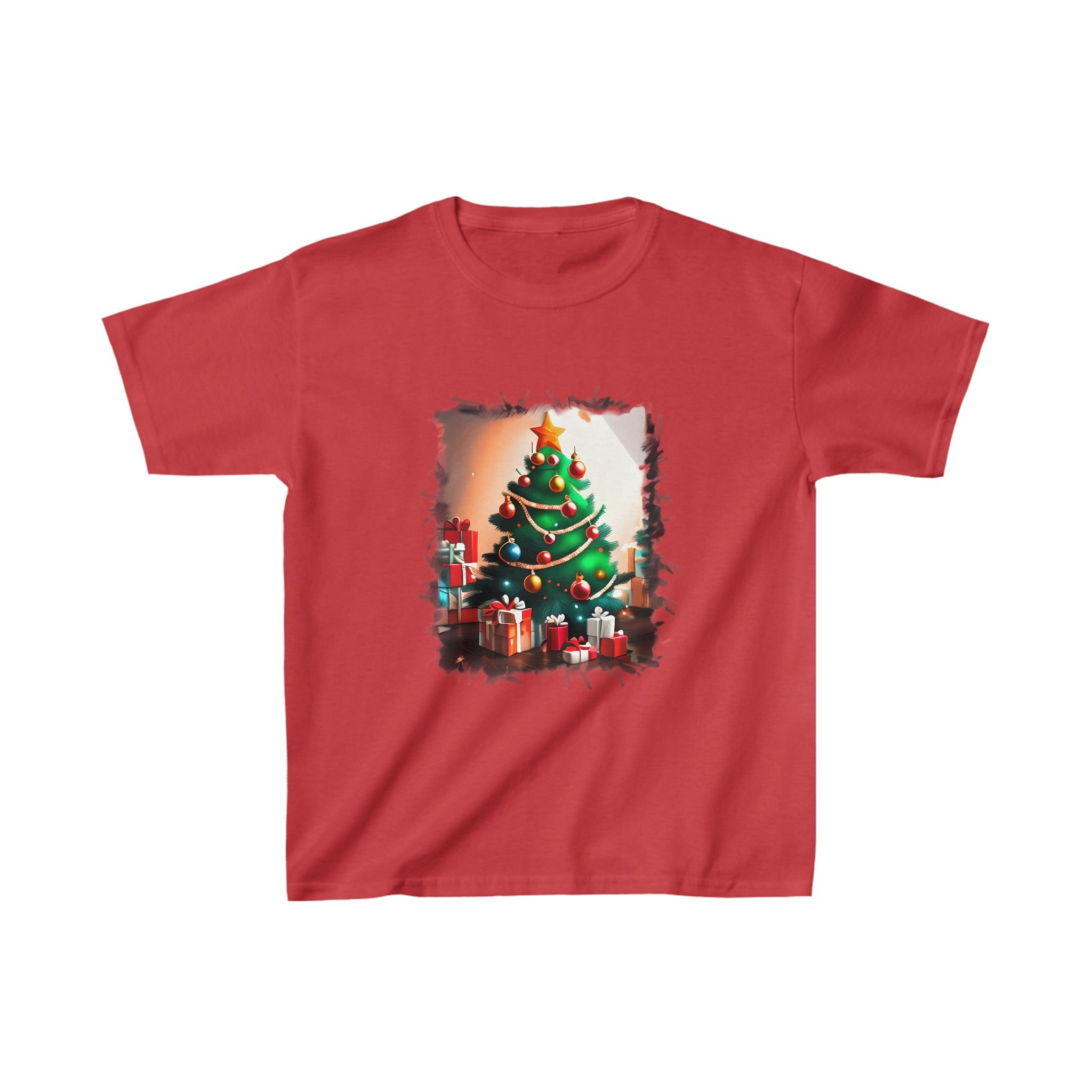 Kid's Heavy Cotton™ Christmas Tree Tee - Funfitti Apparel