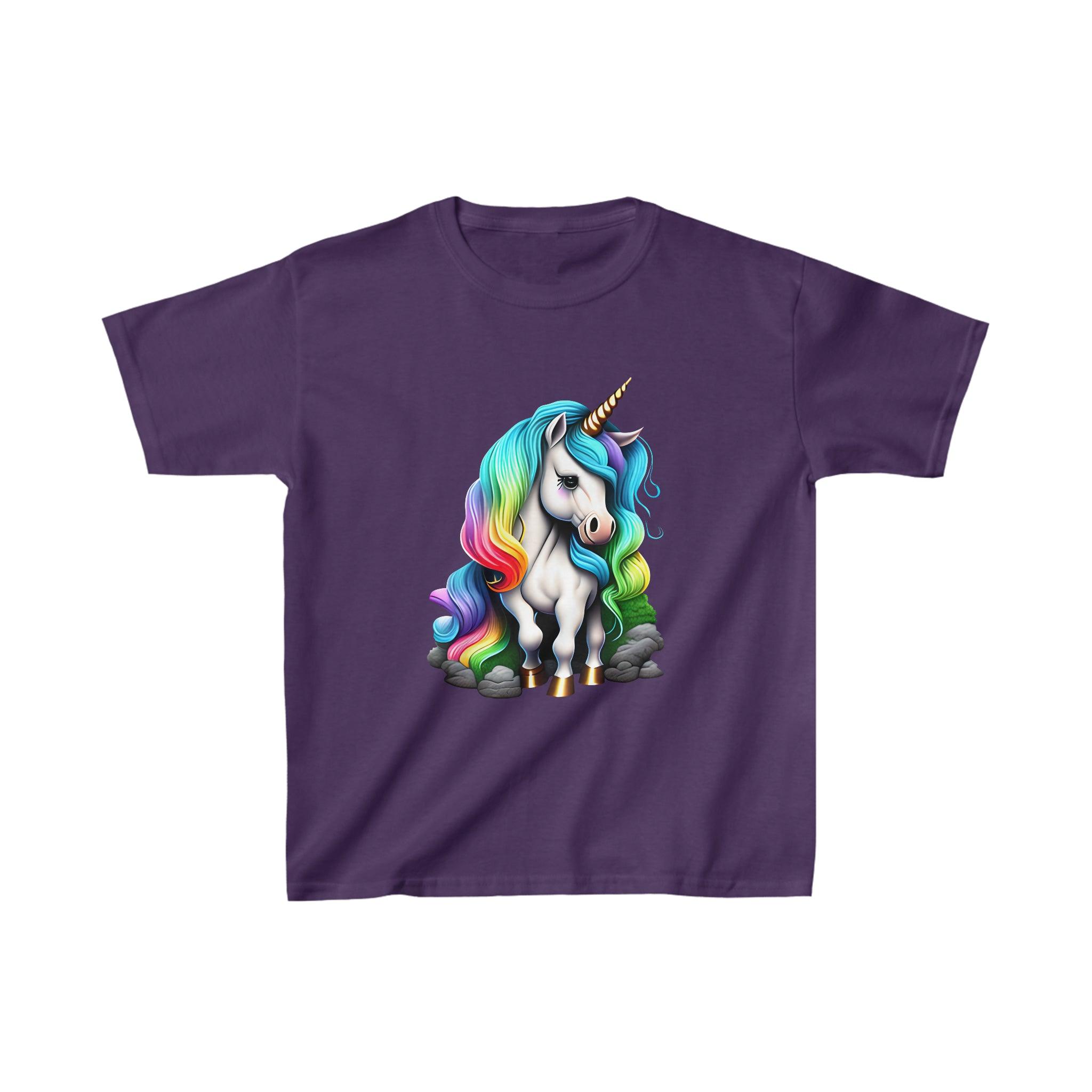 Kid's Heavy Cotton™ Rainbow Unicorn Tee - Funfitti Apparel