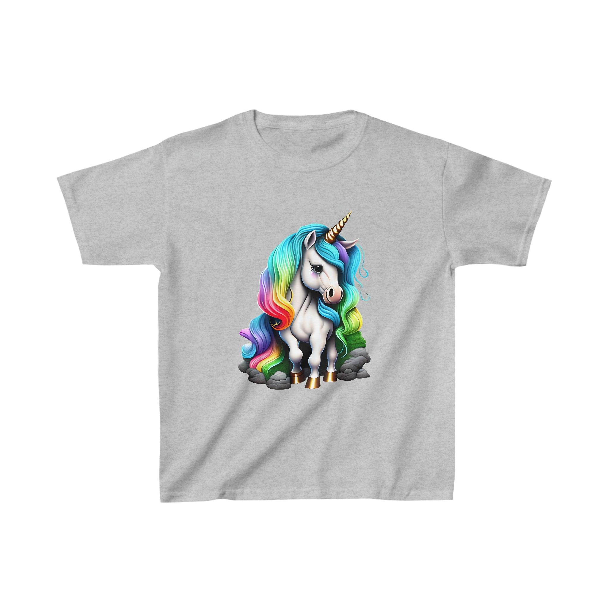 Kid's Heavy Cotton™ Rainbow Unicorn Tee - Funfitti Apparel