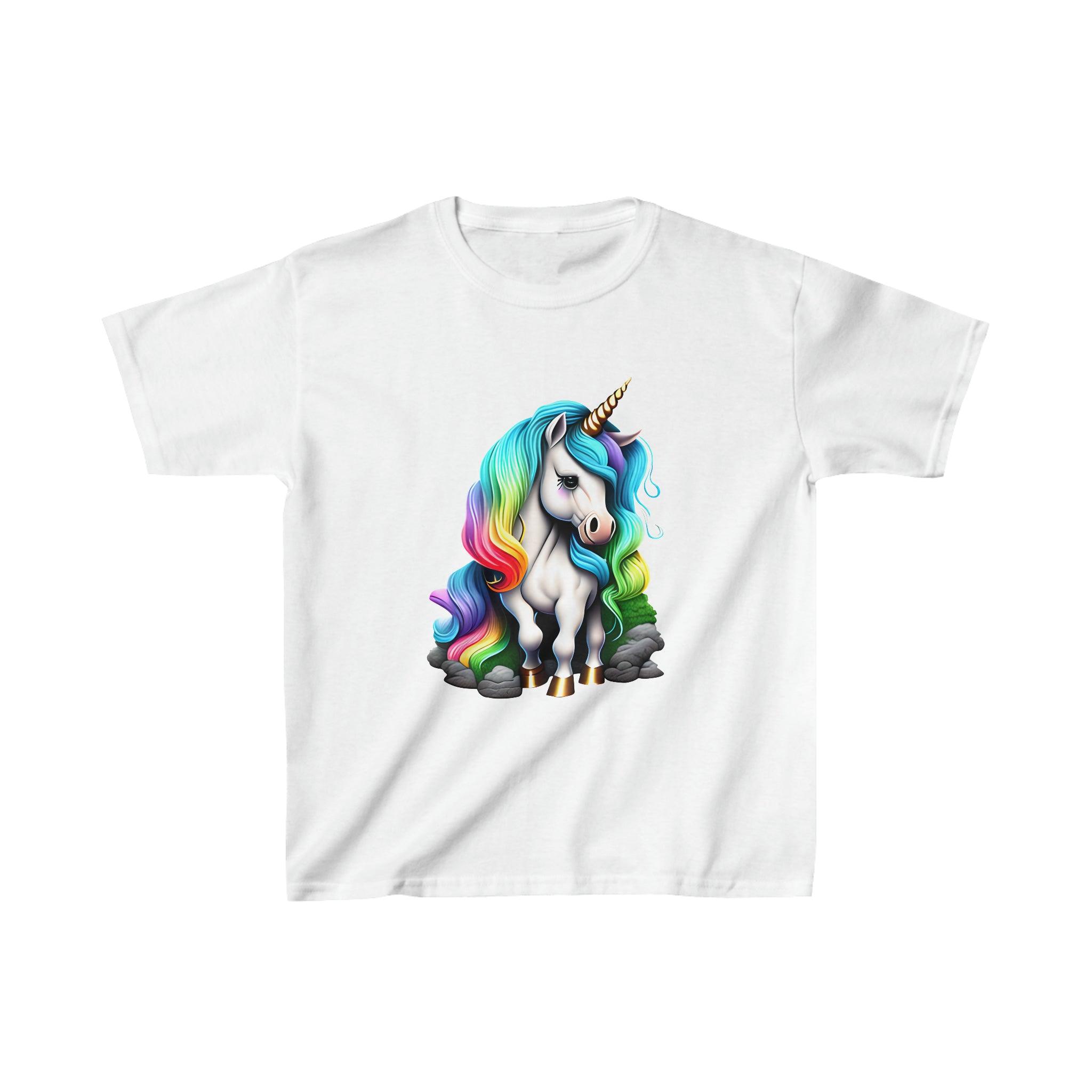 Kid's Heavy Cotton™ Rainbow Unicorn Tee - Funfitti Apparel