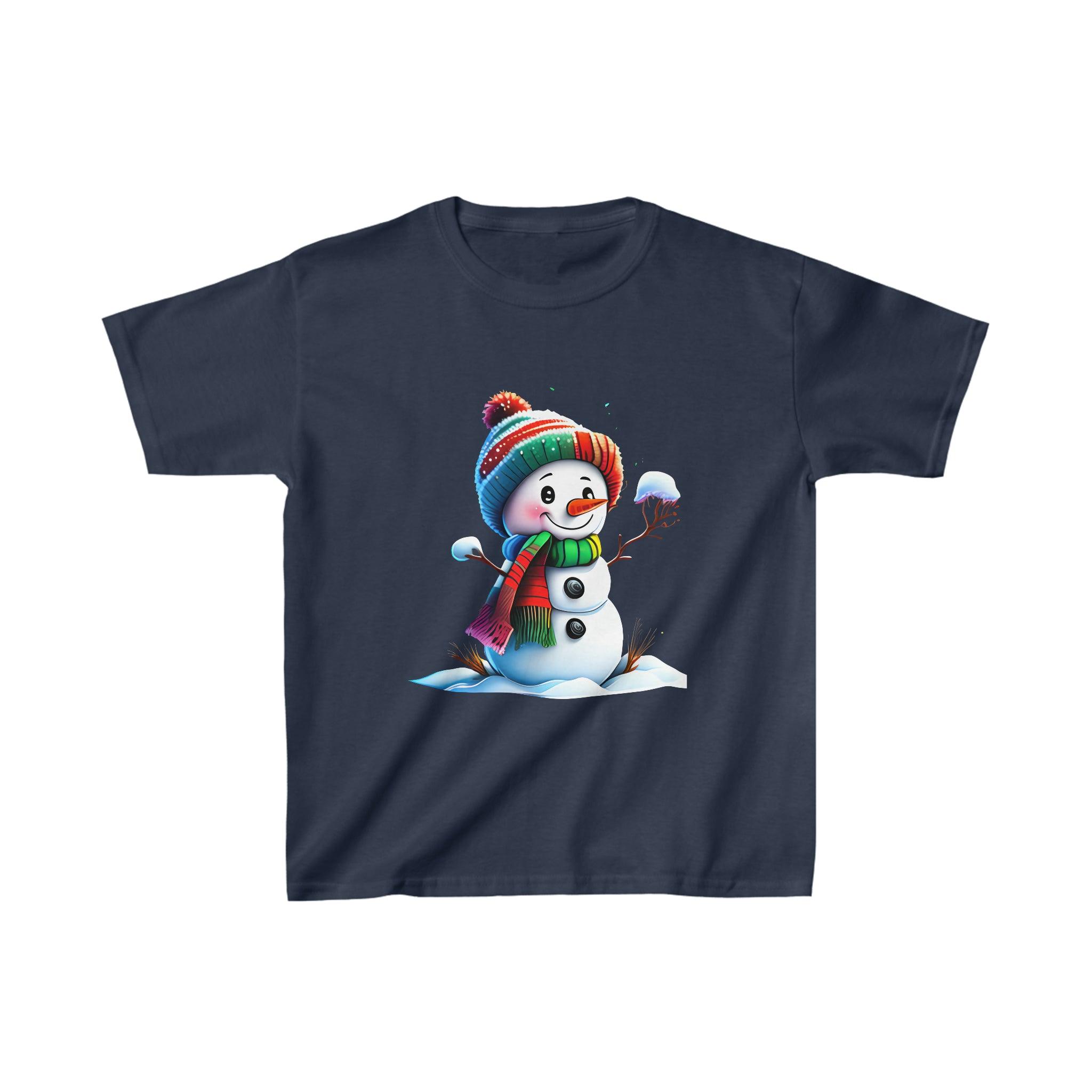 Kid's Heavy Cotton™ Smiling Snowman Tee - Funfitti Apparel