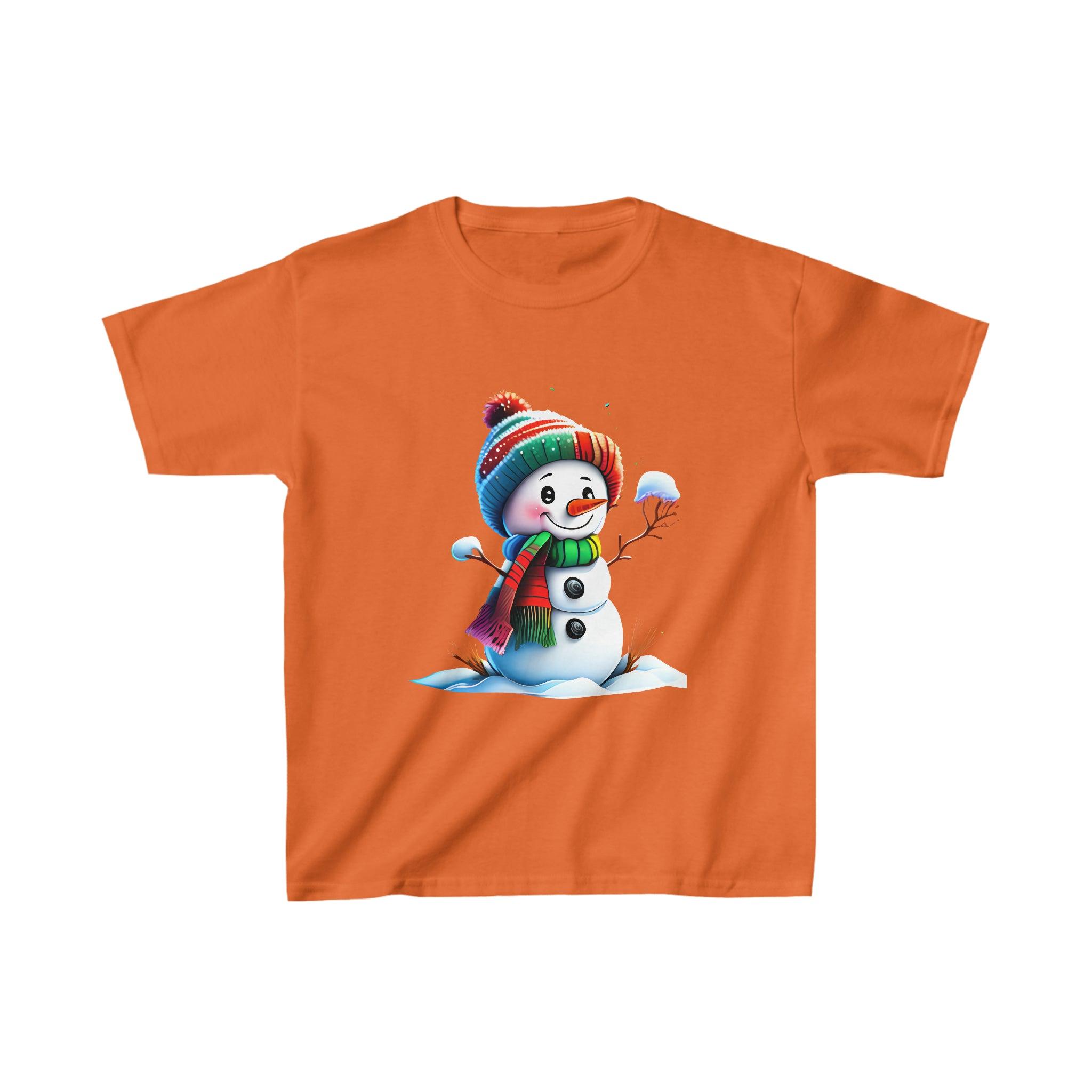 Kid's Heavy Cotton™ Smiling Snowman Tee - Funfitti Apparel