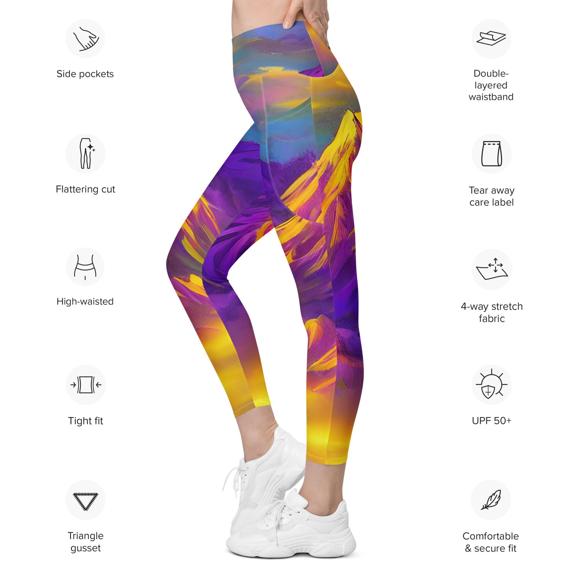 Majestic Mountains Leggings with pockets - Funfitti Apparel