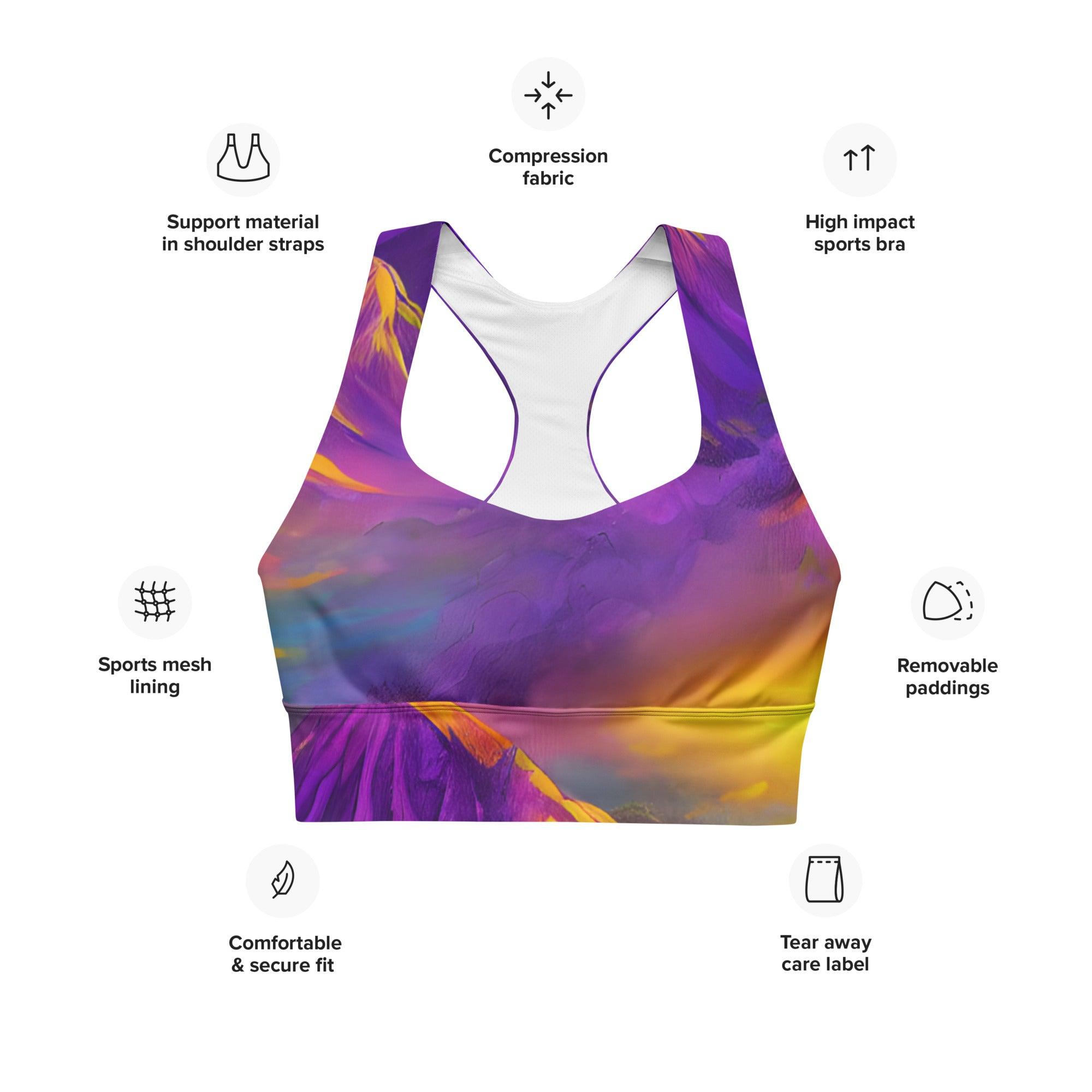 Majestic Mountains Longline sports bra - Funfitti Apparel