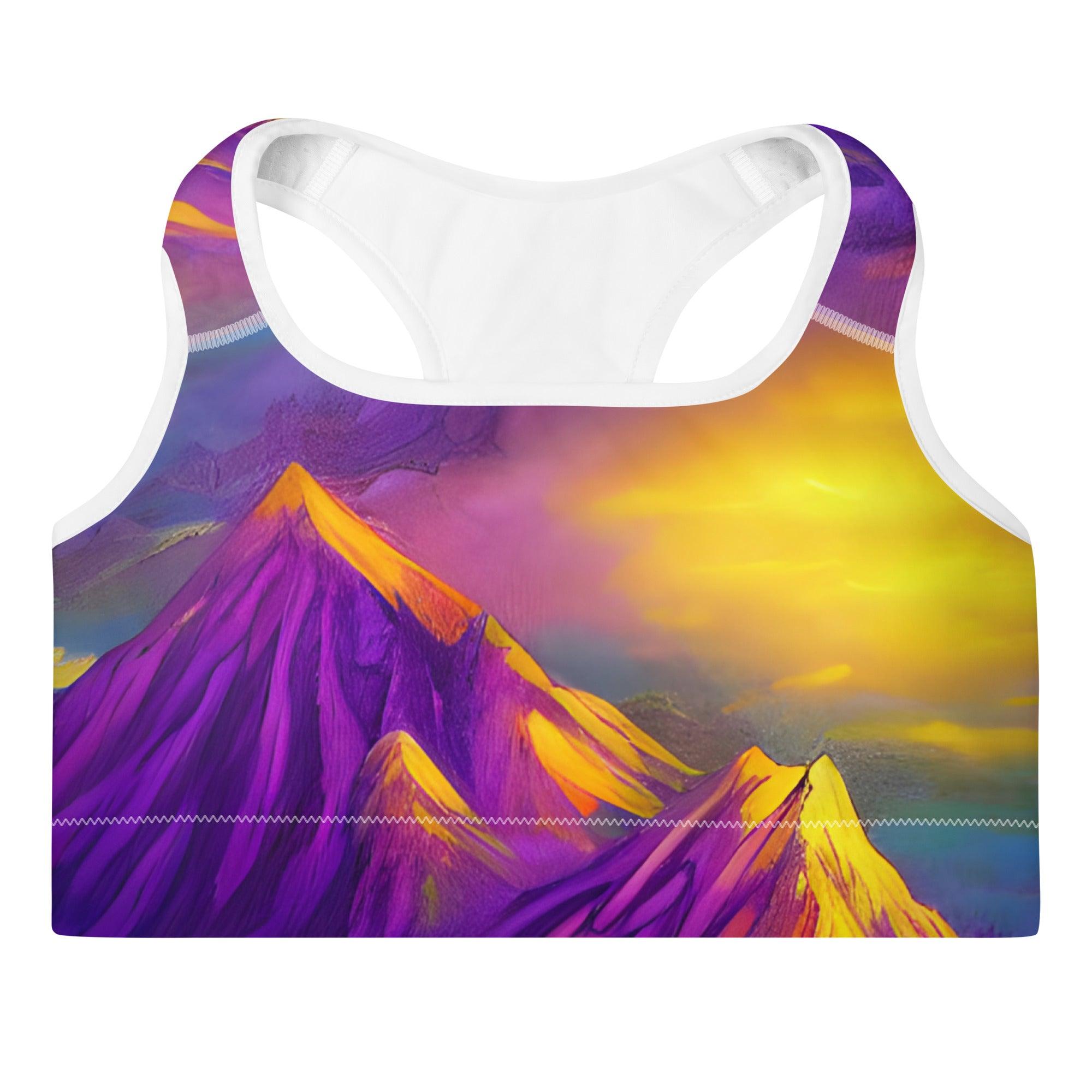 Majestic Mountains Padded Sports Bra - Funfitti Apparel