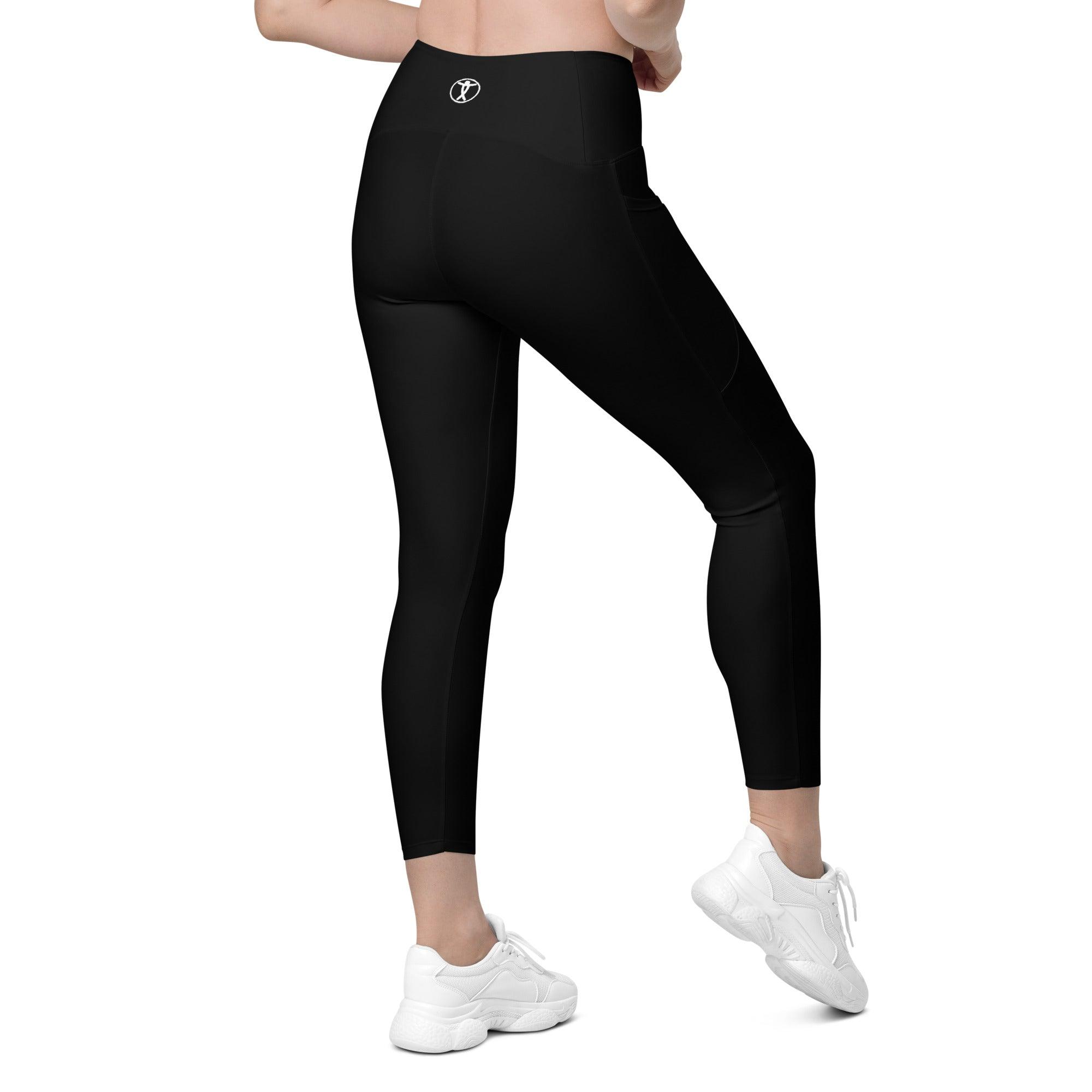 Pure Black Leggings with pockets - Funfitti Apparel