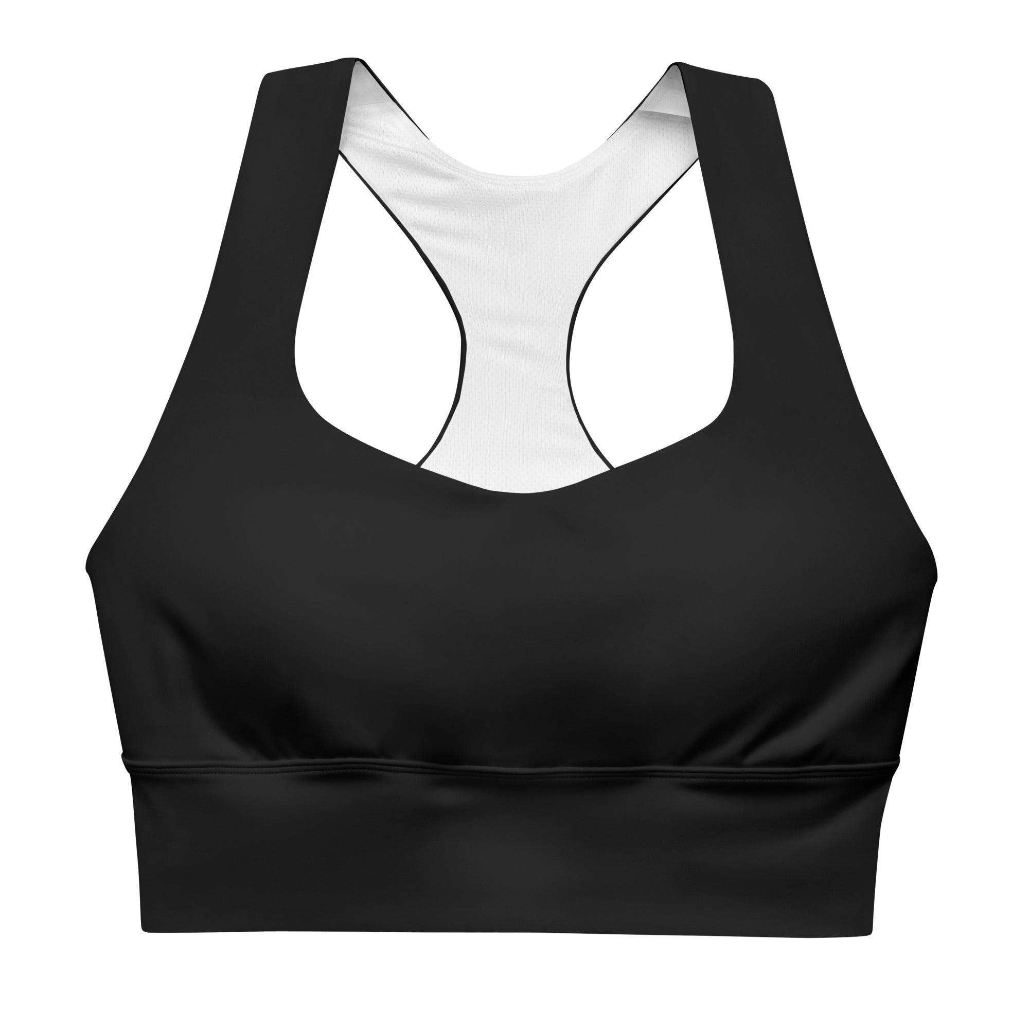 Pure Black Longline sports bra - Funfitti Apparel