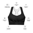 Pure Black Longline sports bra - Funfitti Apparel