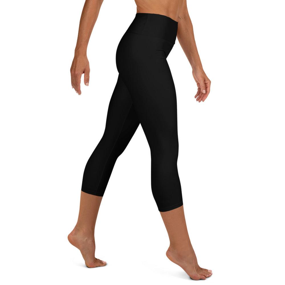 Pure Black Yoga Capri Leggings - Funfitti Apparel