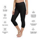 Pure Black Yoga Capri Leggings - Funfitti Apparel