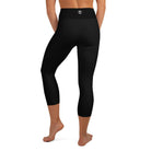 Pure Black Yoga Capri Leggings - Funfitti Apparel