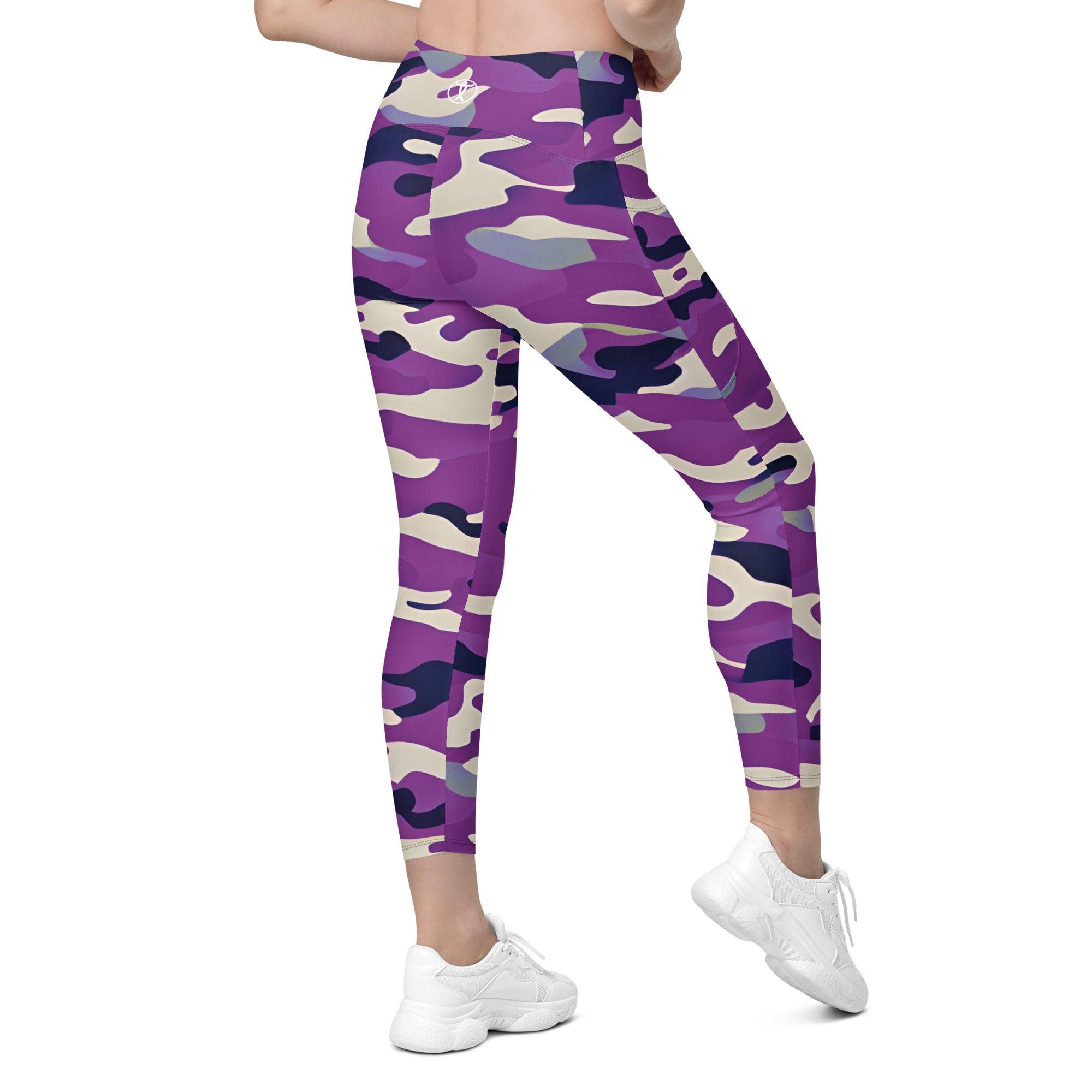 Purple Camo Leggings with pockets - Funfitti Apparel