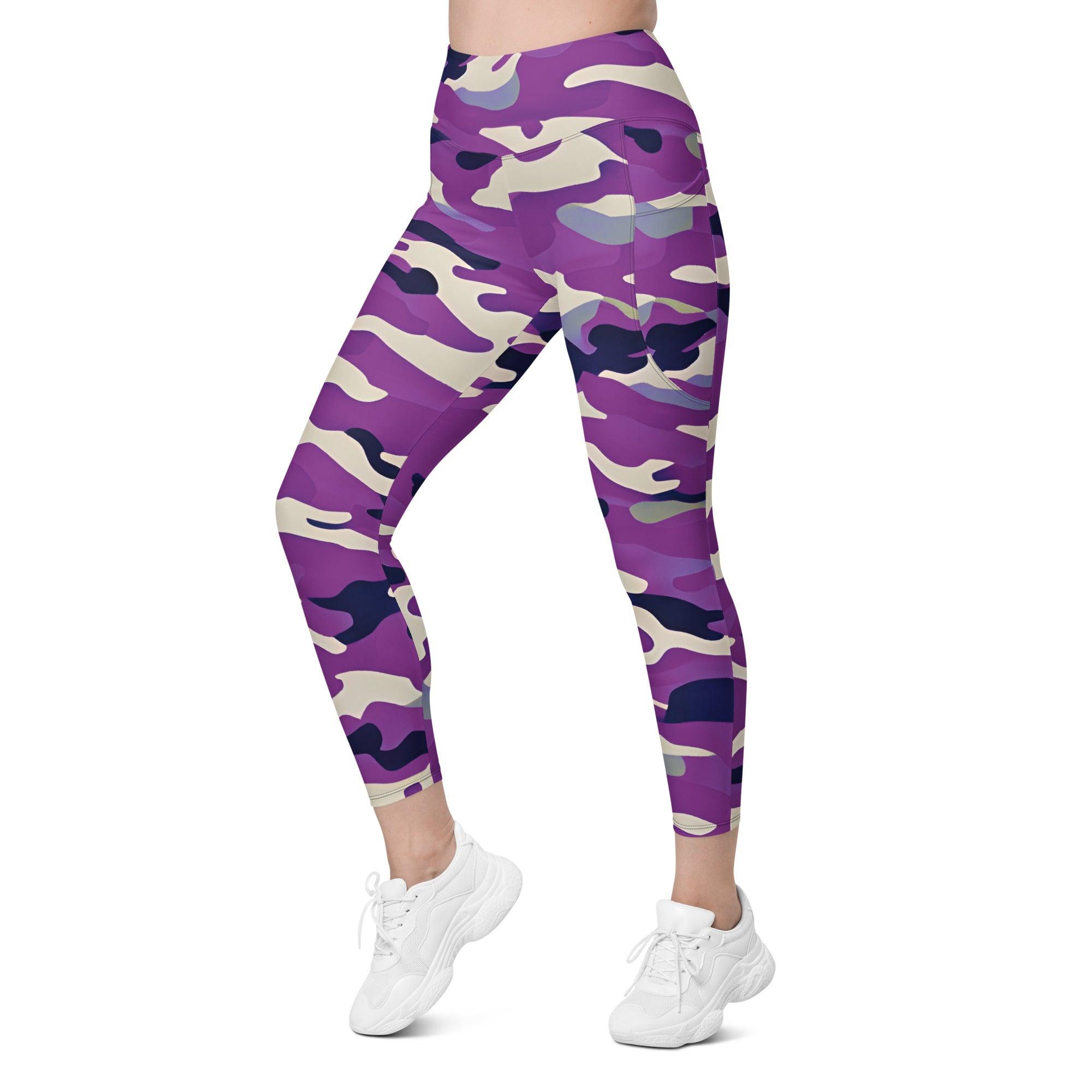 Purple Camo Leggings with pockets - Funfitti Apparel