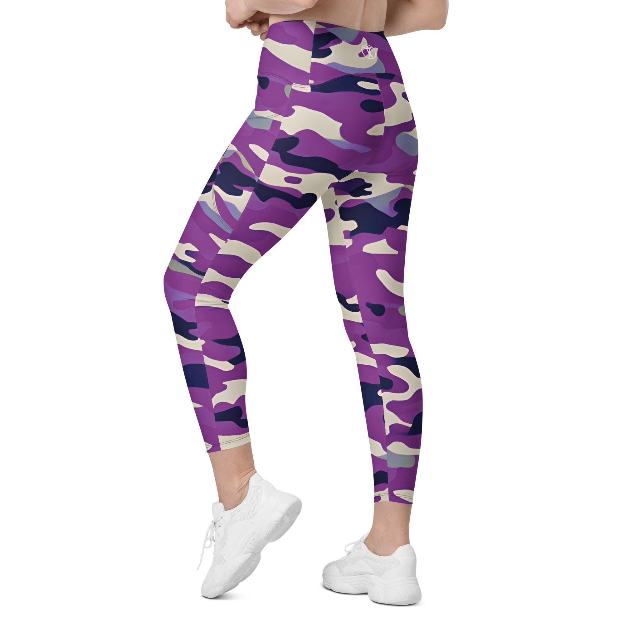 Purple Camo Leggings with pockets - Funfitti Apparel