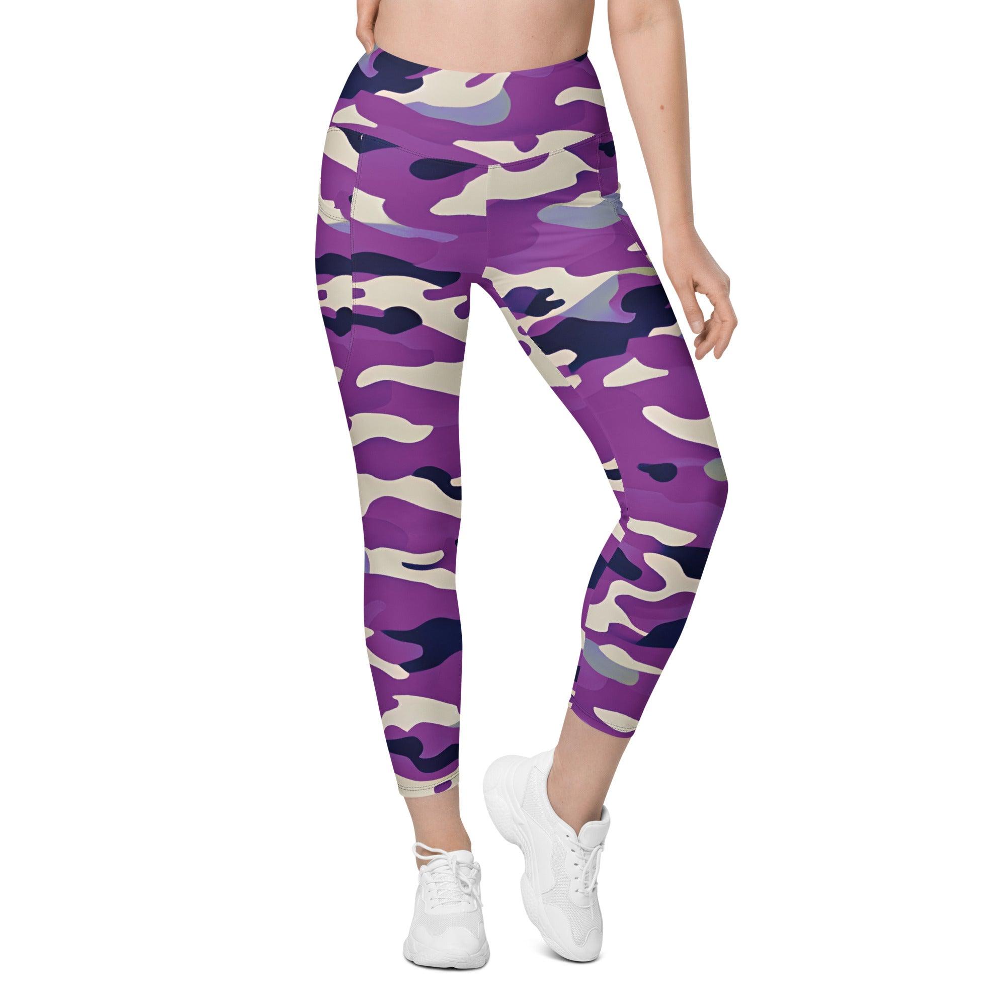 Purple Camo Leggings with pockets - Funfitti Apparel