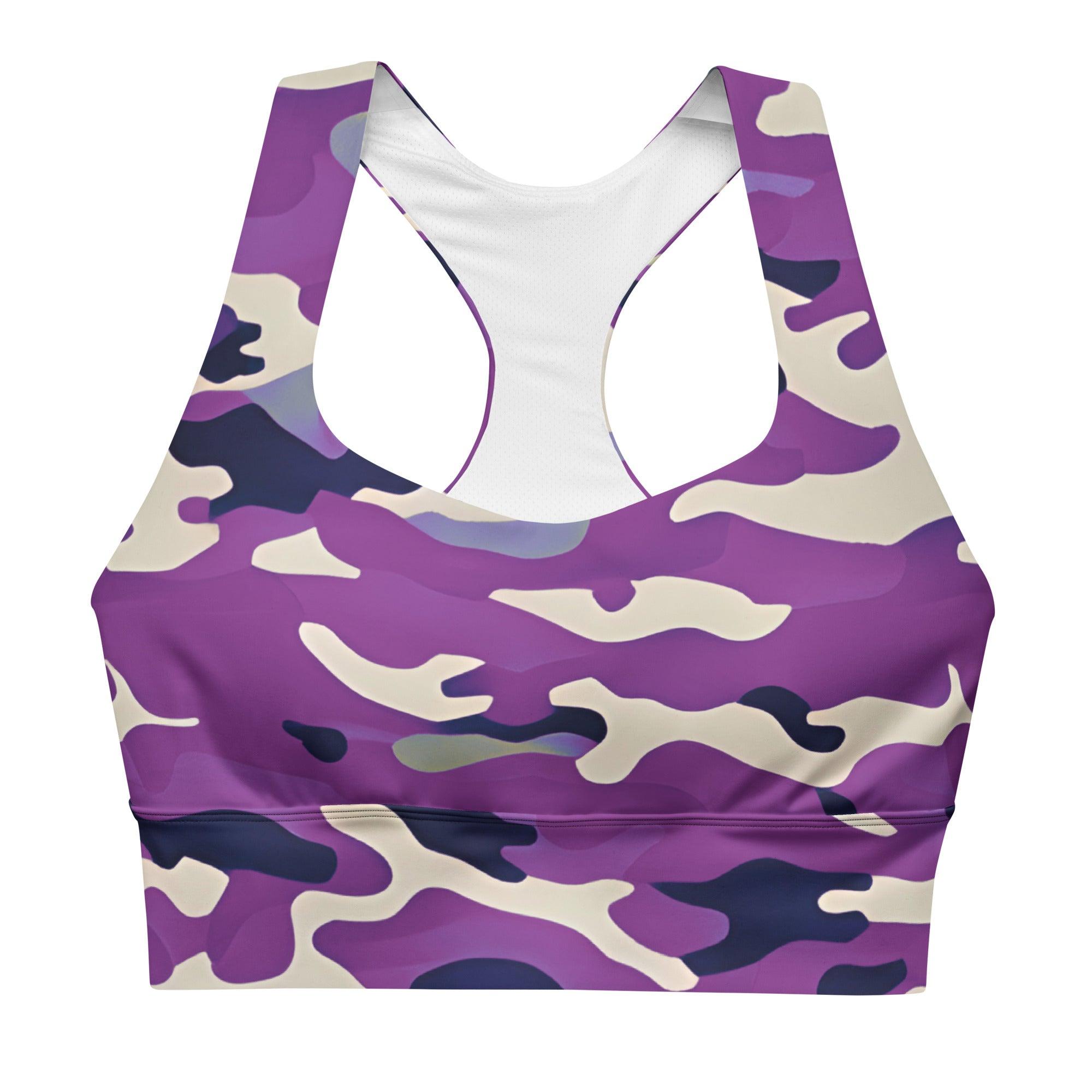 Purple Camo Longline sports bra - Funfitti Apparel