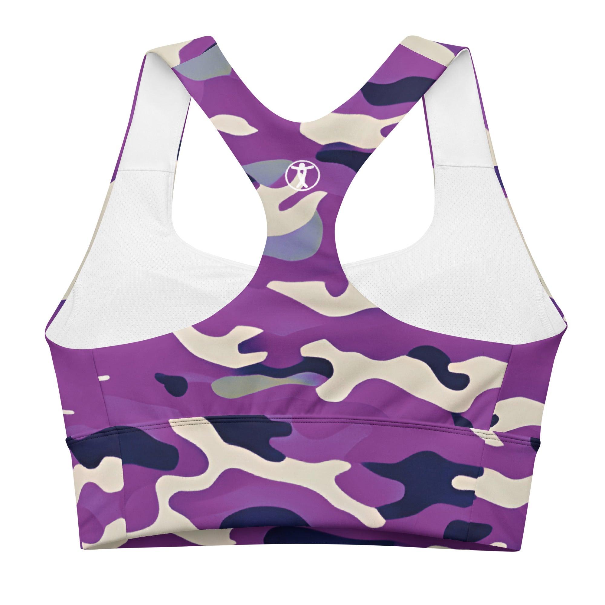 Purple Camo Longline sports bra - Funfitti Apparel