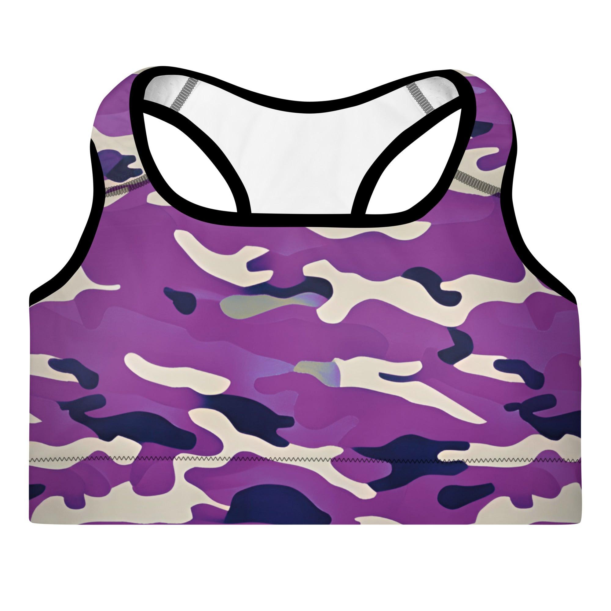 Purple Camo Padded Sports Bra - Funfitti Apparel