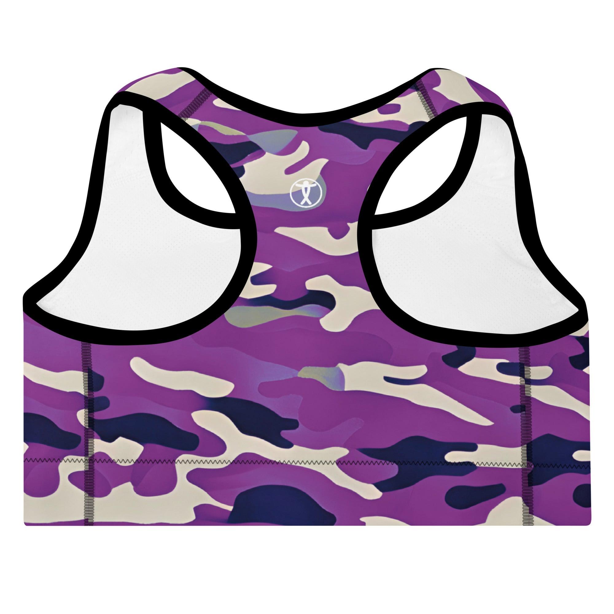 Purple Camo Padded Sports Bra - Funfitti Apparel