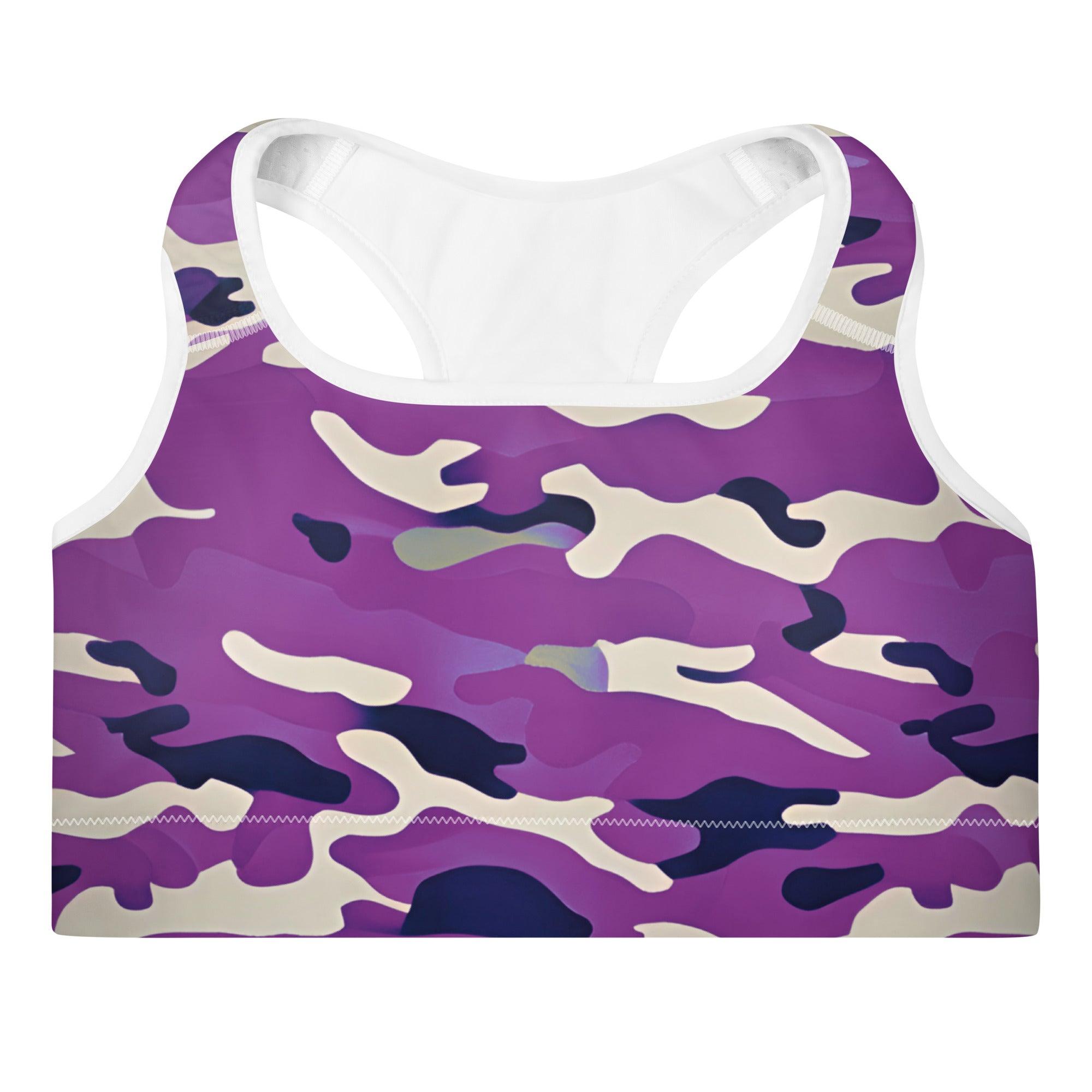 Purple Camo Padded Sports Bra - Funfitti Apparel