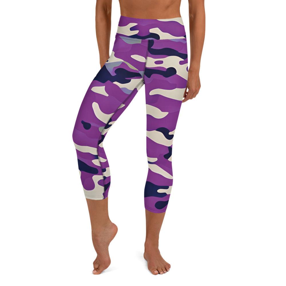 Purple Camo Yoga Capri Leggings - Funfitti Apparel