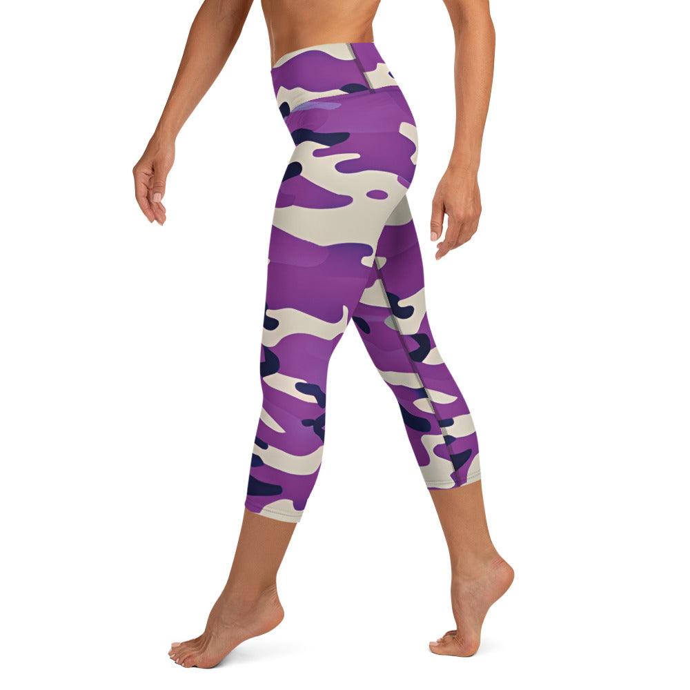 Purple Camo Yoga Capri Leggings - Funfitti Apparel